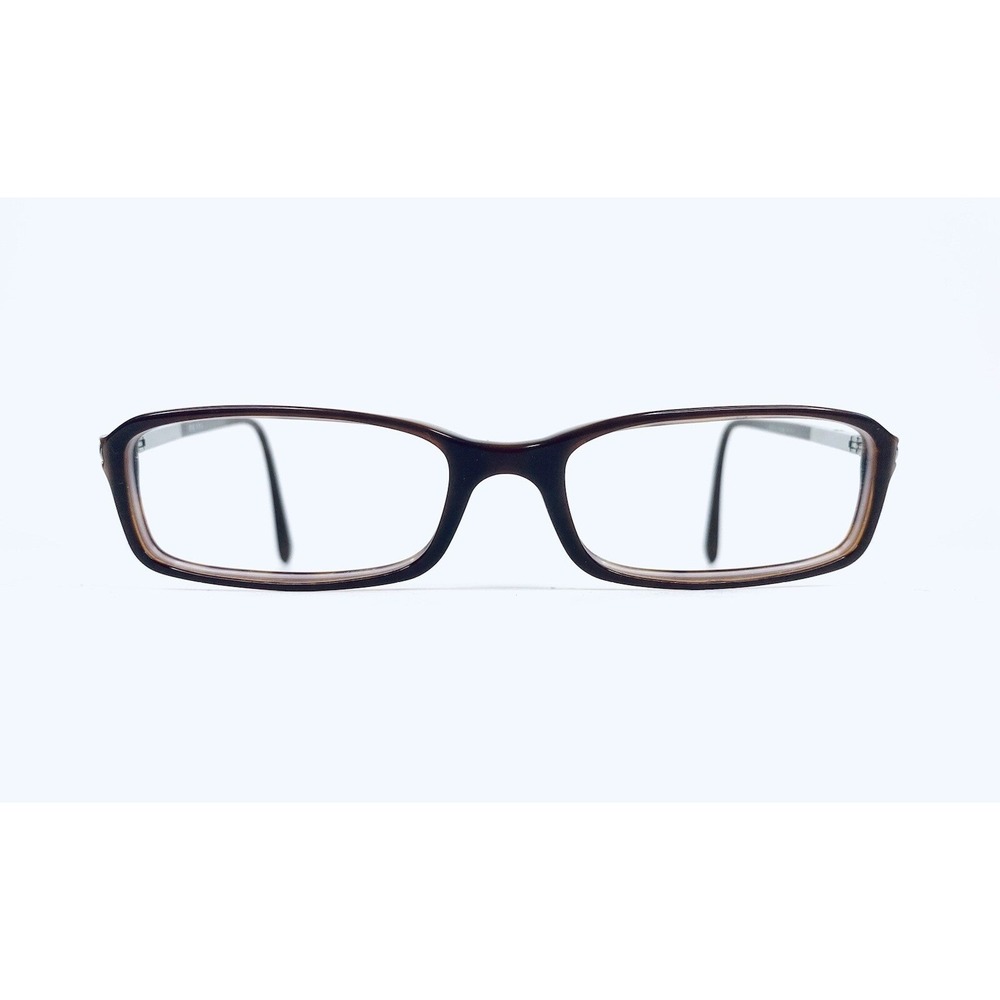Prada Brown Tortoise Silver Rectangular Lucite Glasses Italy VPR17G 52 16 140
